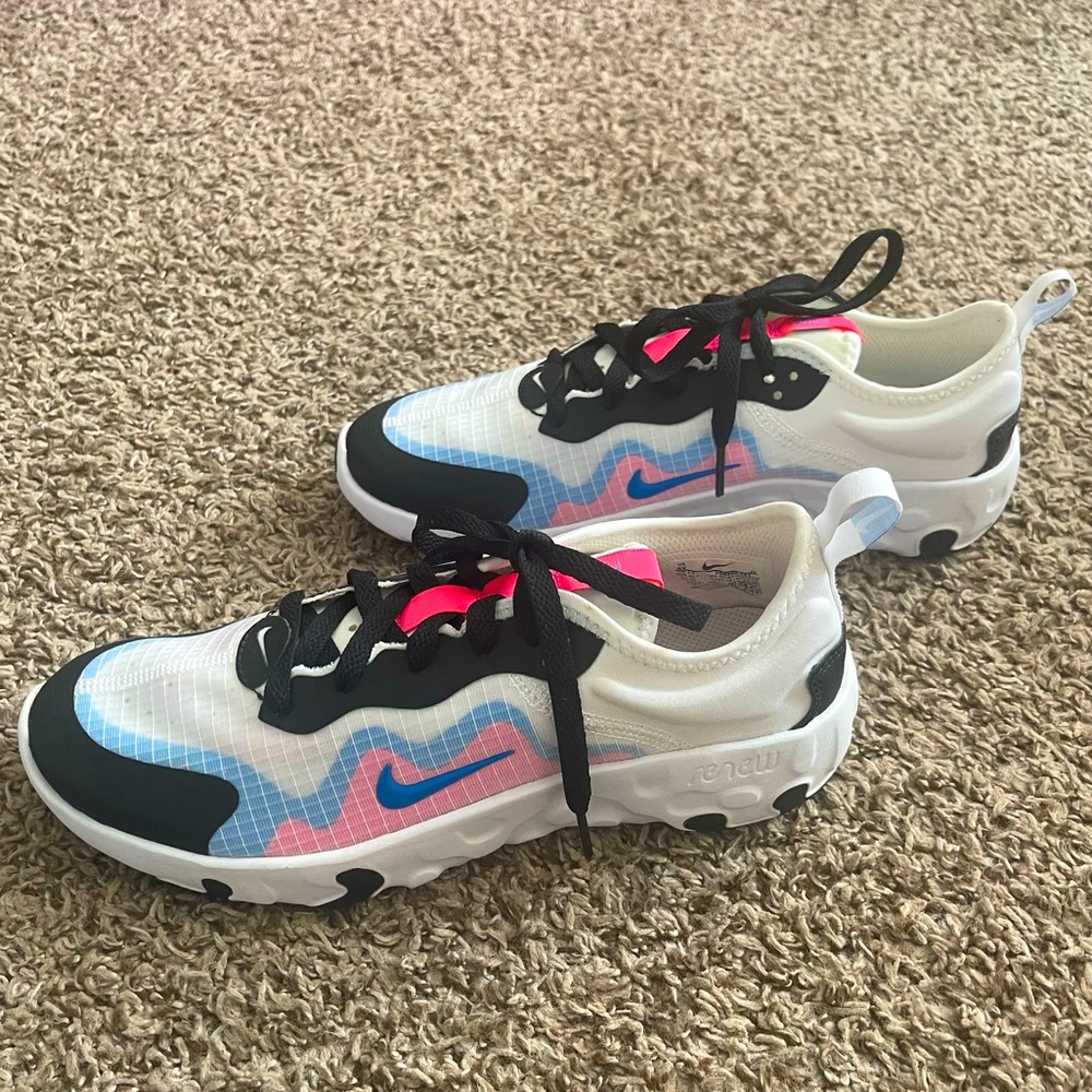 White multi colored Nikes